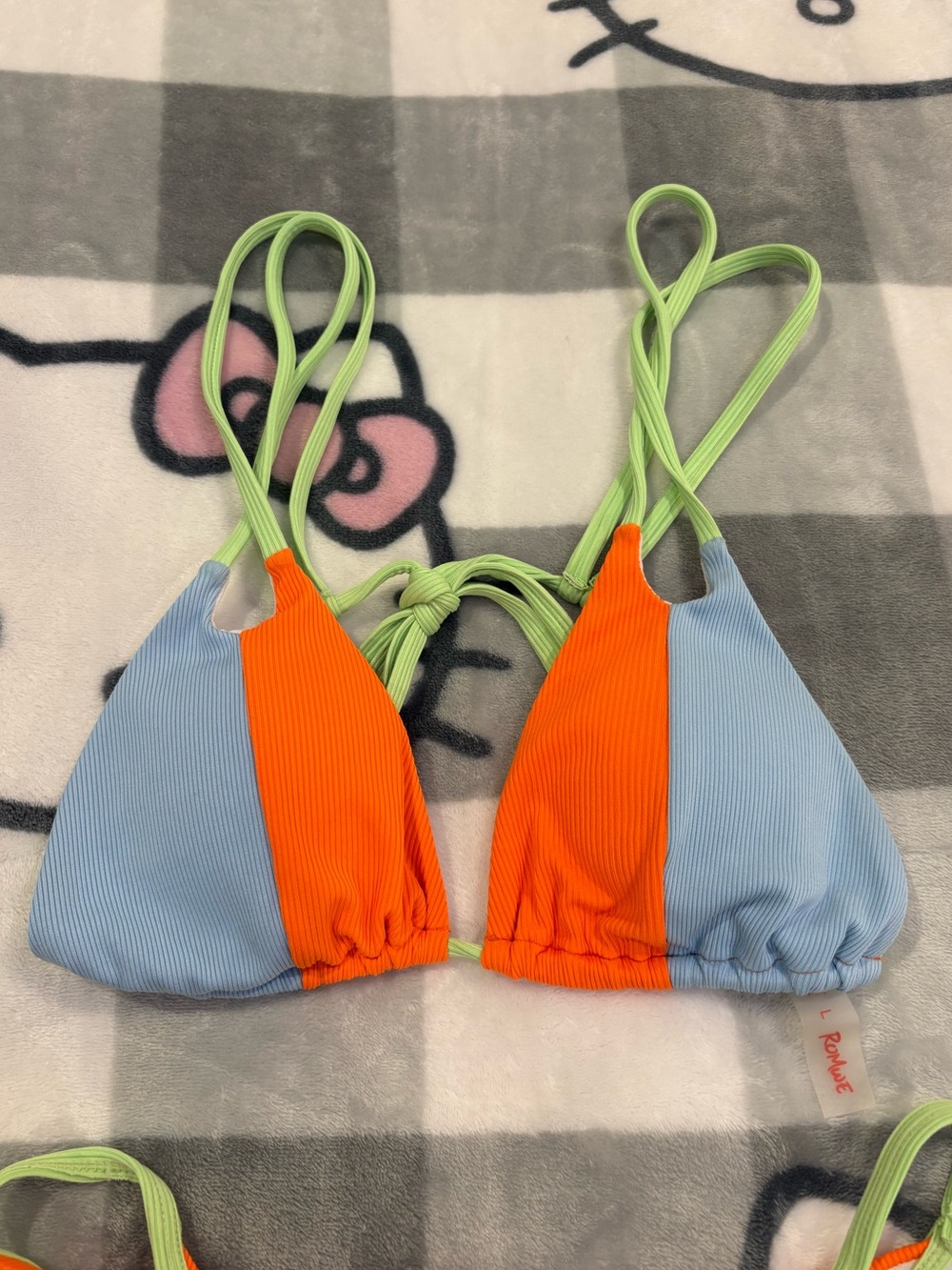 Romwe Colorblock Ribbed Triangle Bikini - Picture 3 of 8